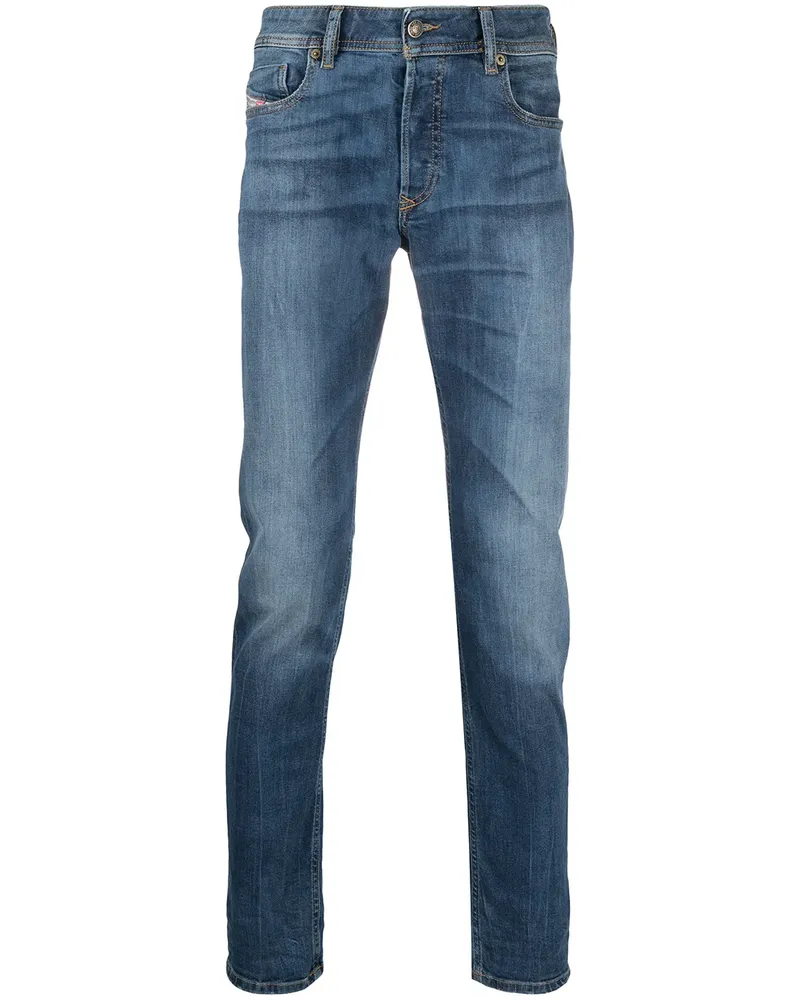 Diesel Halbhohe Straight-Leg-Jeans - Blau Blau