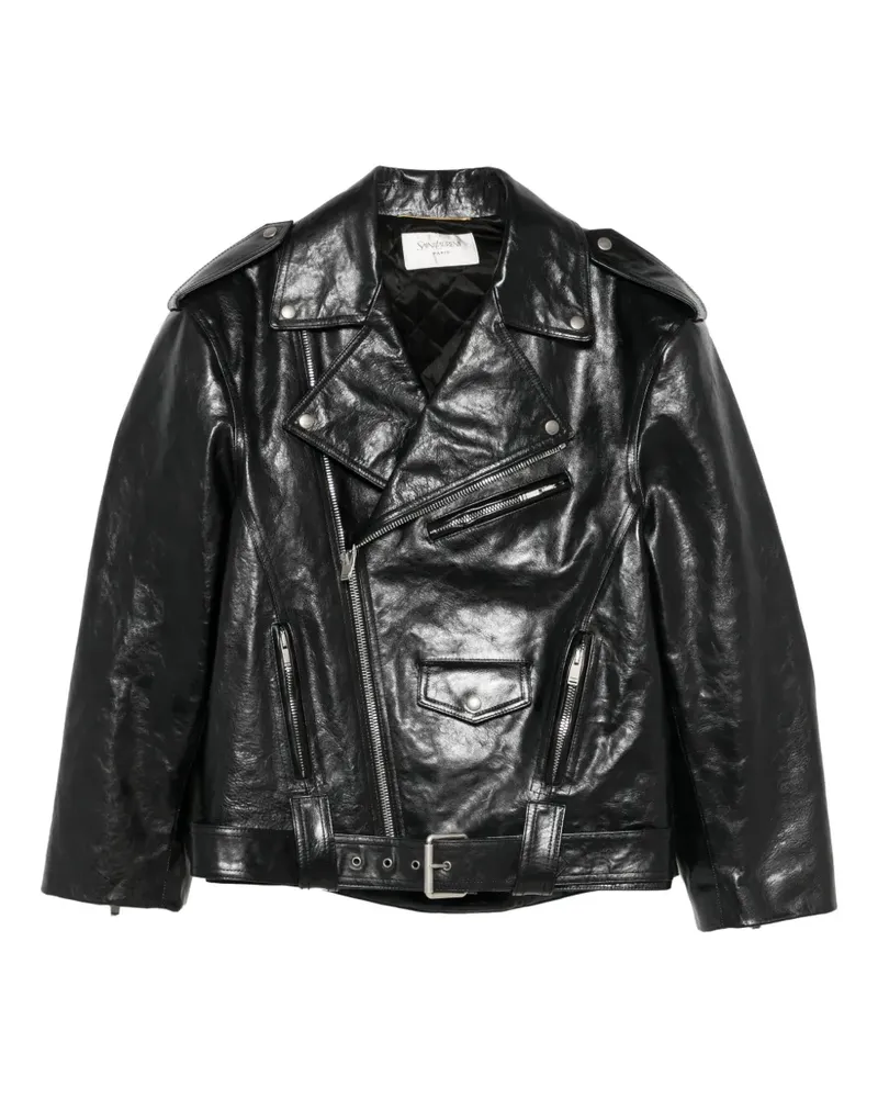 Saint Laurent Bikerjacke aus Leder - Schwarz Schwarz