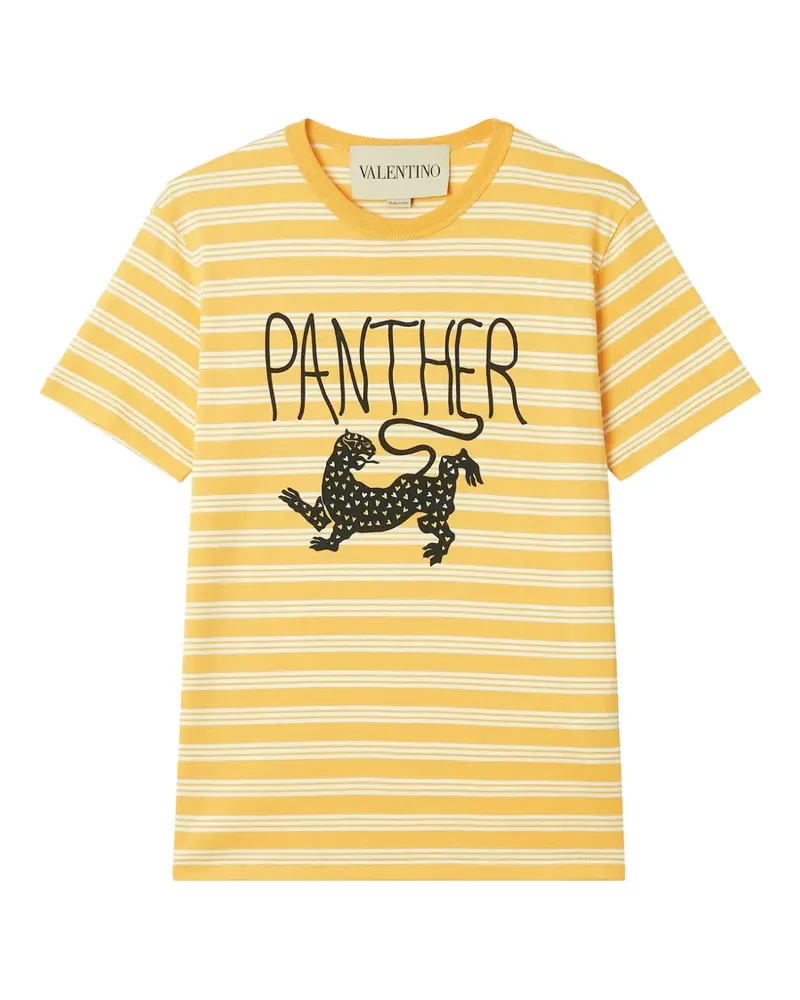 Valentino Garavani Gestreiftes Panther T-Shirt - Gelb Gelb