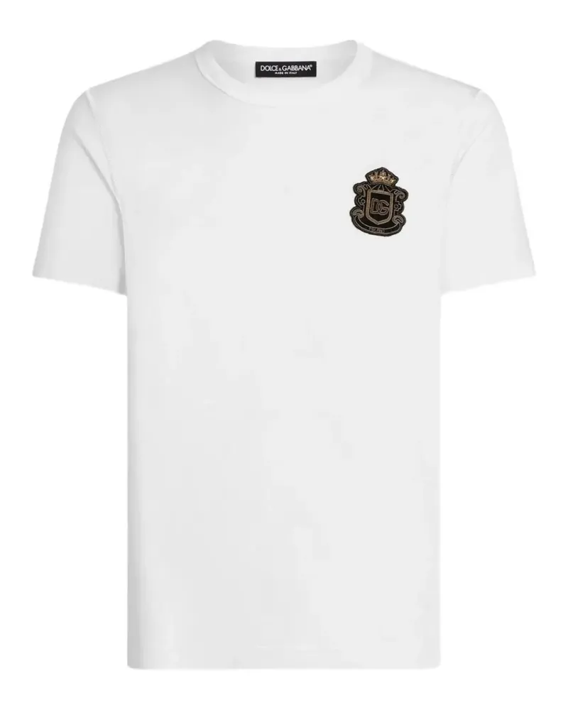 Dolce & Gabbana T-Shirt mit Wappen-Patch - Weiß Weiß