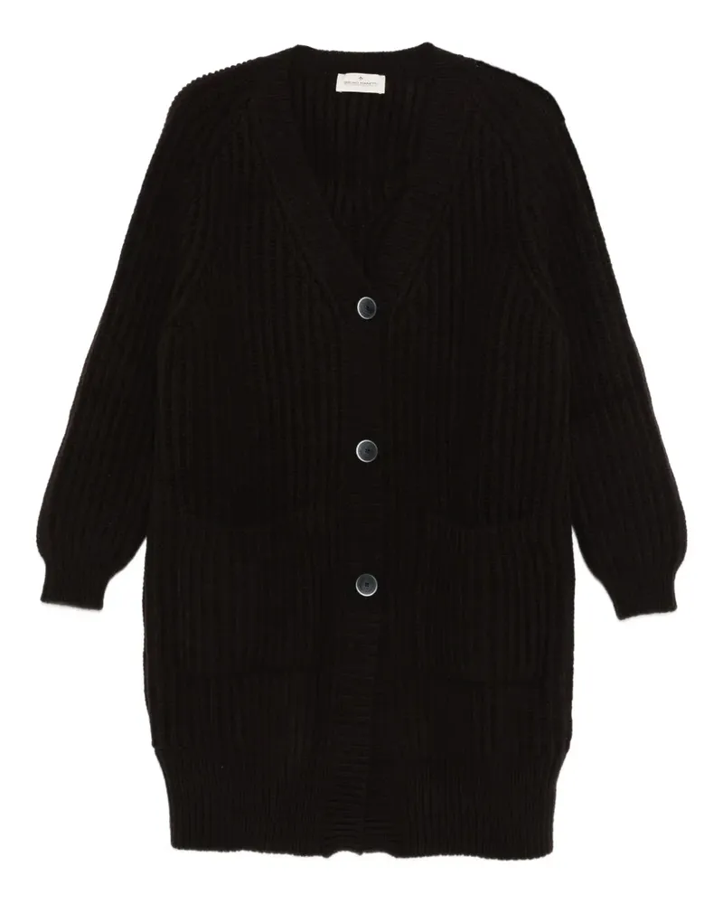 Bruno Manetti Gerippter Cardigan - Schwarz Schwarz