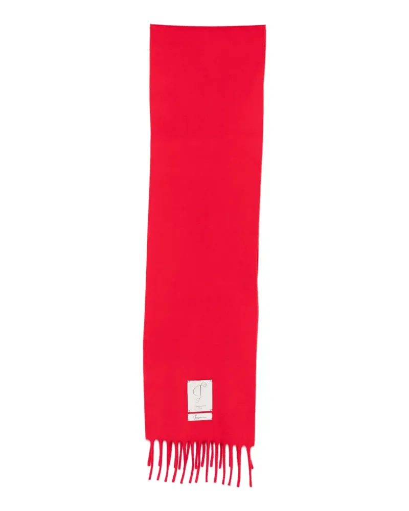 Jacquemus Schal mit Fransen und Logo-Patch - Rot Rot