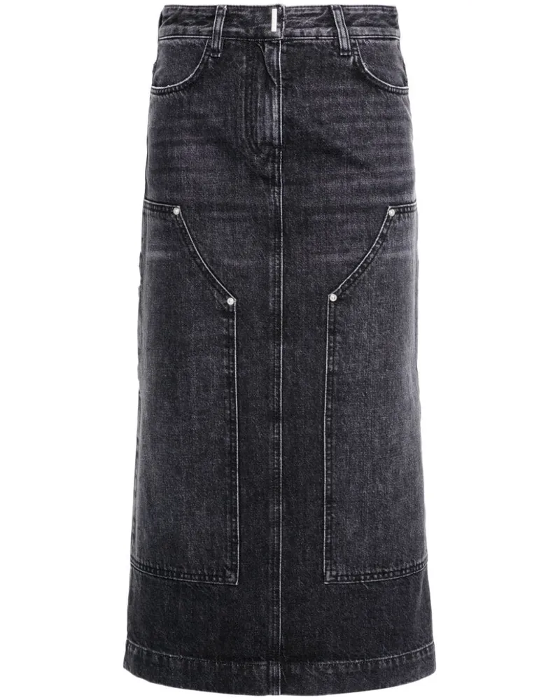 Givenchy Hoch sitzender Jeans-Midirock - Schwarz Schwarz