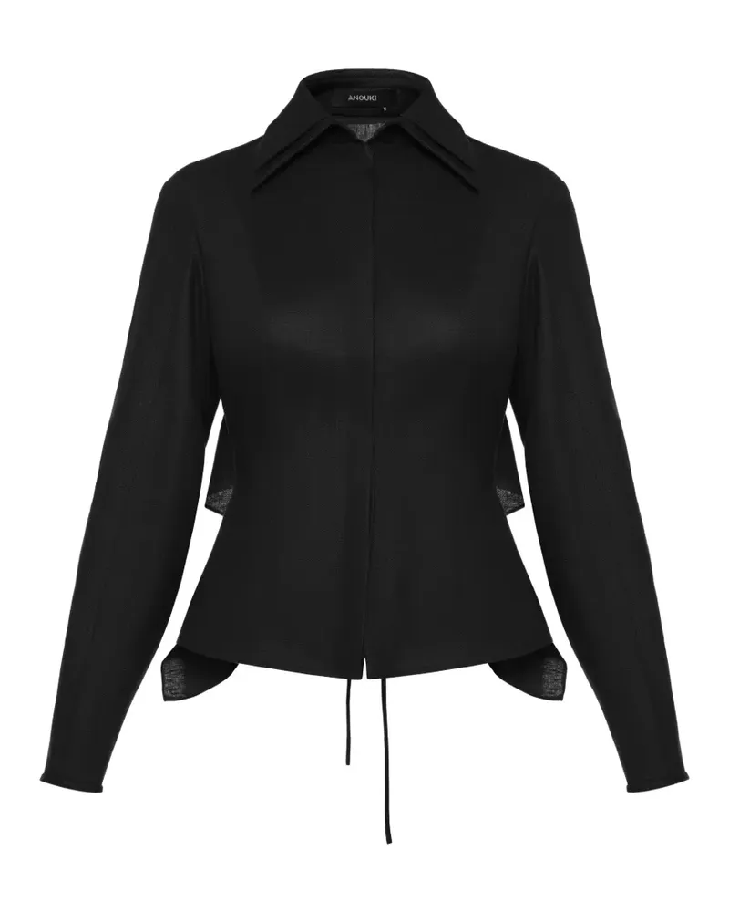 ANOUKI ruffled open-back shirt - Schwarz Schwarz