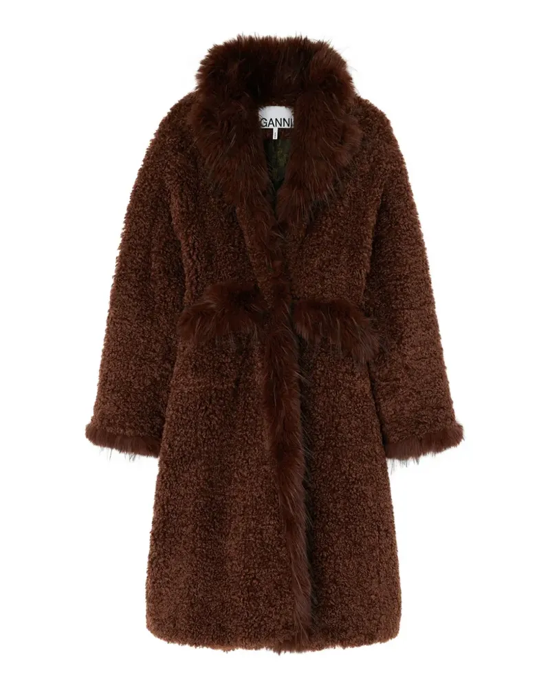 Ganni Mantel aus alternativem Shearling - Braun Braun
