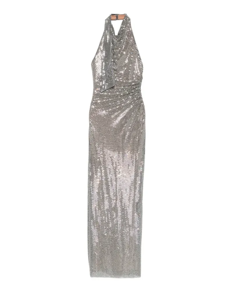 Self-Portrait halterneck maxi dress - Silber Silber
