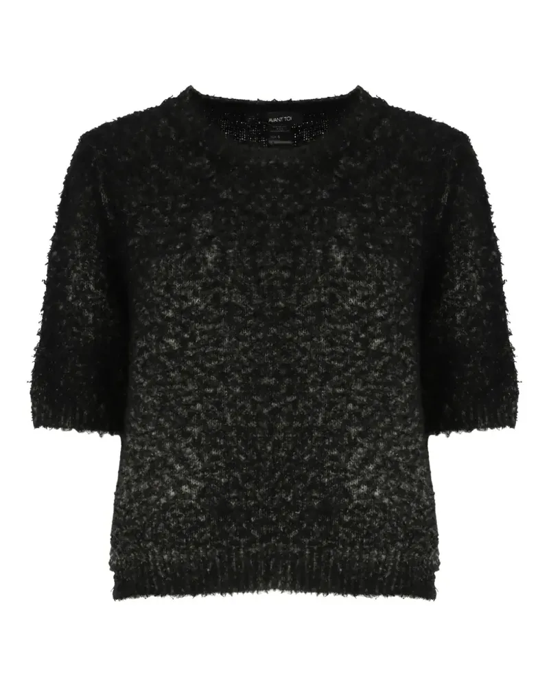 Avant Toi Kurzärmeliger Pullover aus Bouclé-Strick - Schwarz Schwarz