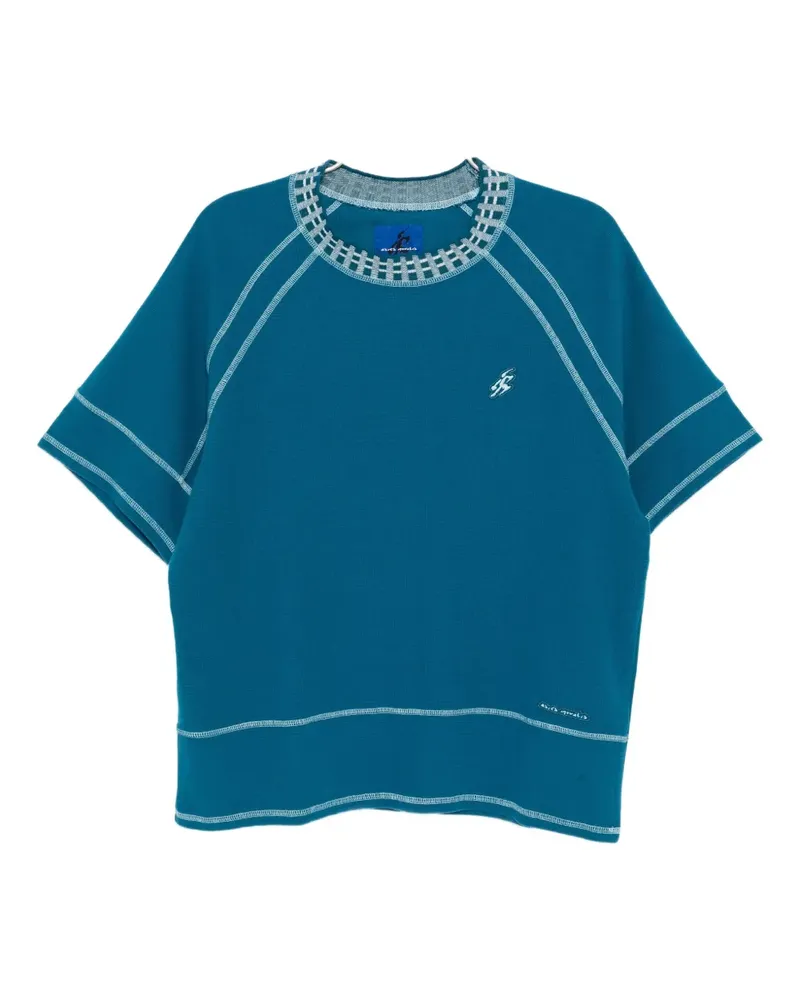 Asics T-Shirt mit Slogan-Stickerei - Blau Blau