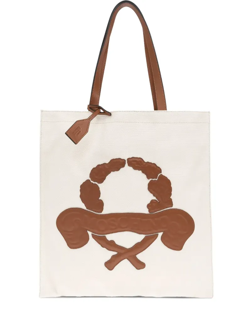 Moschino Schultertasche mit Logo-Prägung - Nude Nude