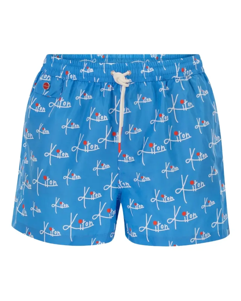 Kiton Gemusterte Badeshorts - Blau Blau