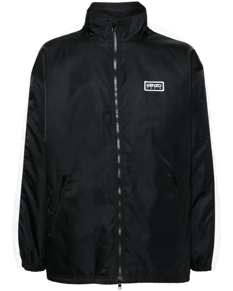 Kenzo Gestreifte Jacke mit Logo-Applikation - Schwarz Schwarz