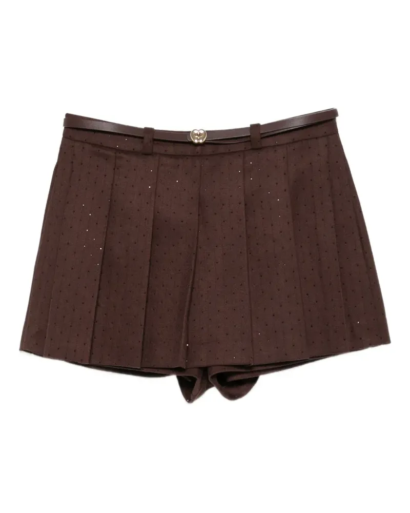 Maje Bundfaltenshorts mit Gürtel - Braun Braun