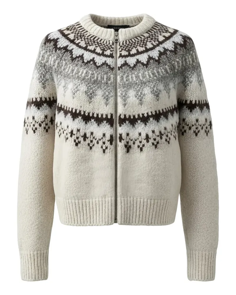 Closed Fair-Isle Cropped-Cardigan - Weiß Weiß