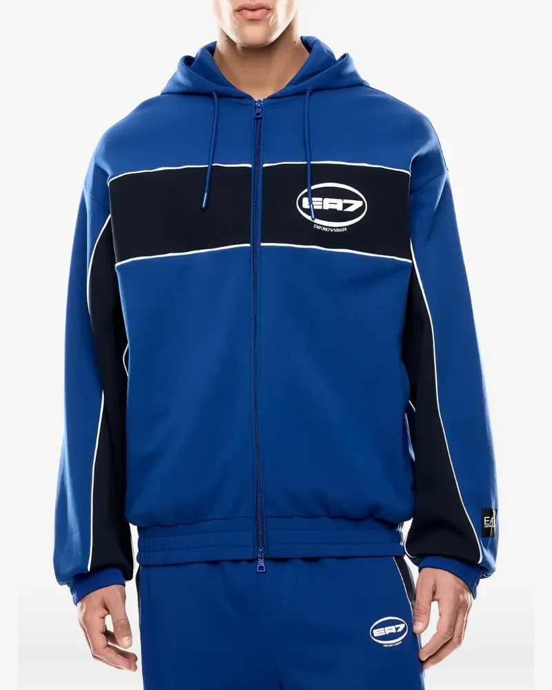 EA7 logo-print zip-up hoodie - Blau Blau