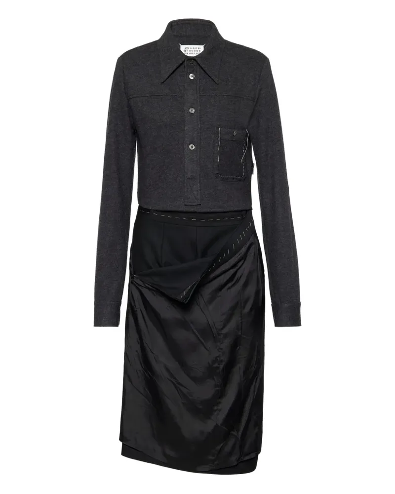 Maison Margiela Midikleid mit langen Ärmeln - Schwarz Schwarz
