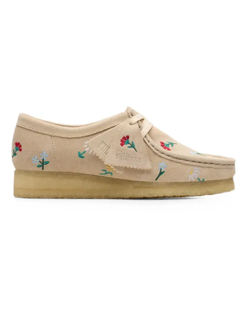 Clarks Wallabee floral-embroidered Derby shoes - Nude Nude