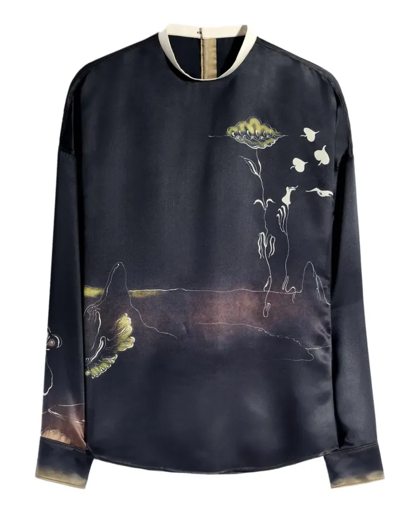 Christophe Lemaire Bluse mit Print - Schwarz Schwarz