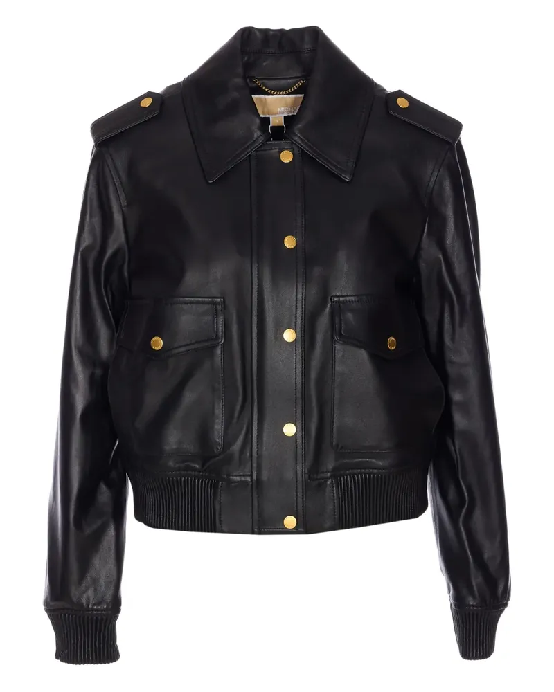 Michael Kors Lederjacke mit Klappentasche - Schwarz Schwarz