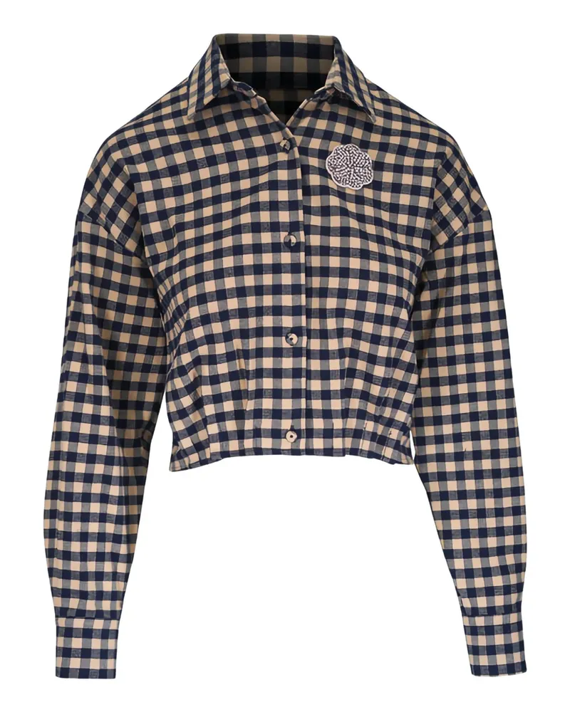 ODEEH checked appliqué shirt - Nude Nude