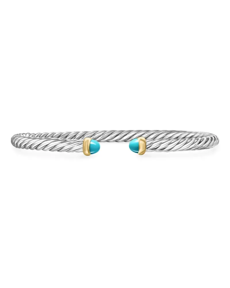 David Yurman 14kt Cable Flex Gelbgoldarmspange mit Türkis (4mm) - Silber Silber