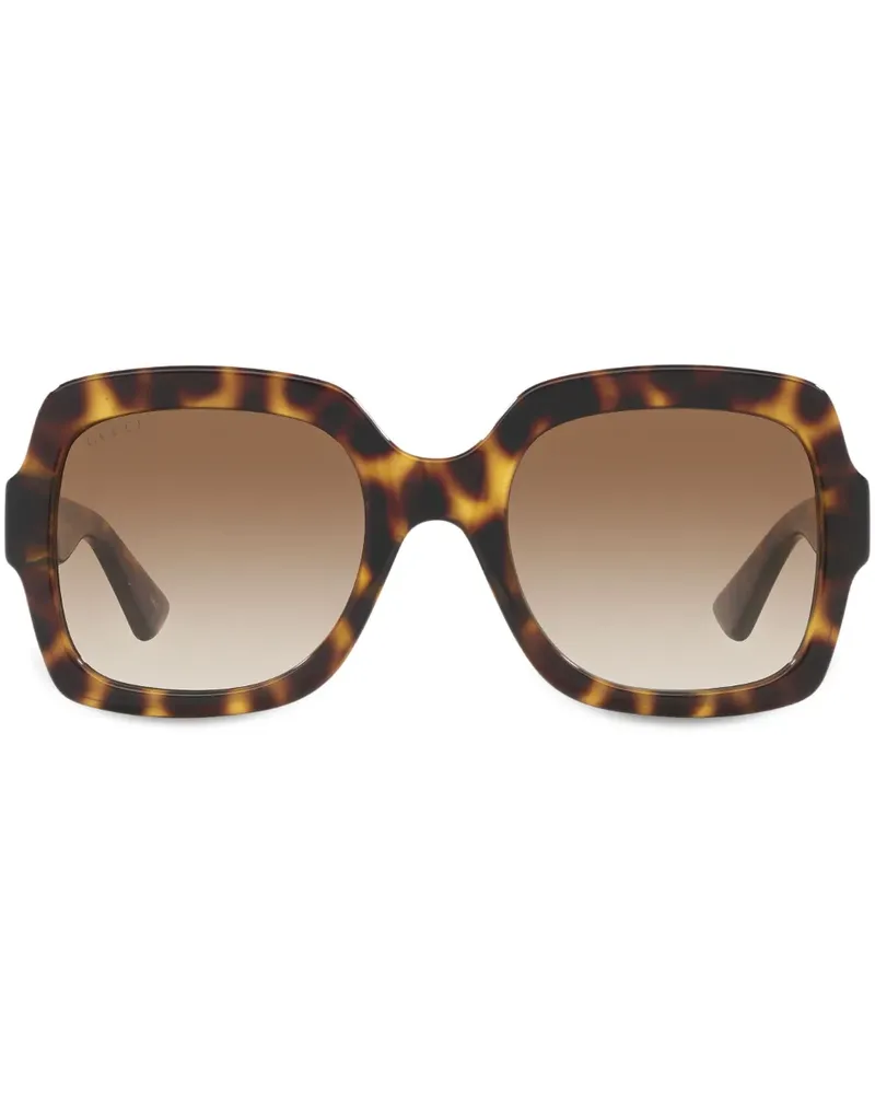 Gucci Eckige Sonnenbrille in Schildpattoptik - Grün Grün