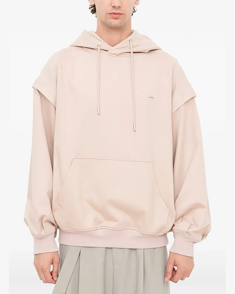 SONGZIO embroidered layered hoodie - Nude Nude