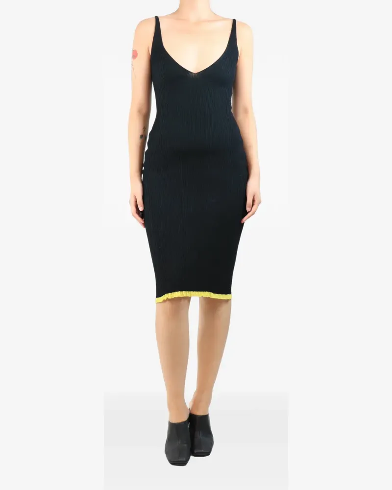 AZ FACTORY ribbed lace-trim midi dress - Schwarz Schwarz