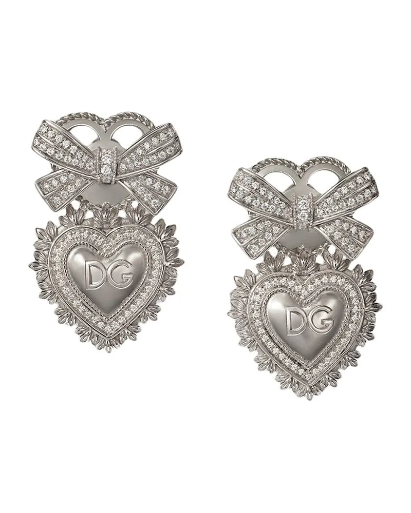 Dolce & Gabbana 18kt Devotion Weißgoldohrringe mit Diamant - Silber Silber