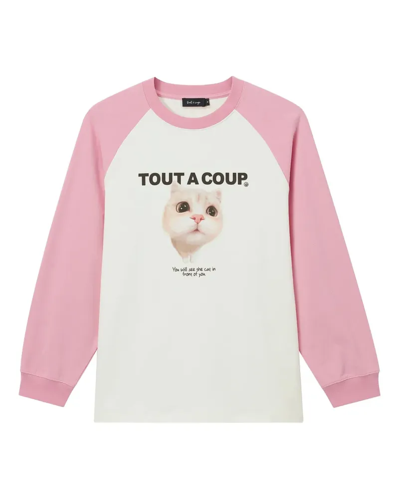 Tout a Coup Langarmshirt mit Katzen-Print - Rosa Rosa