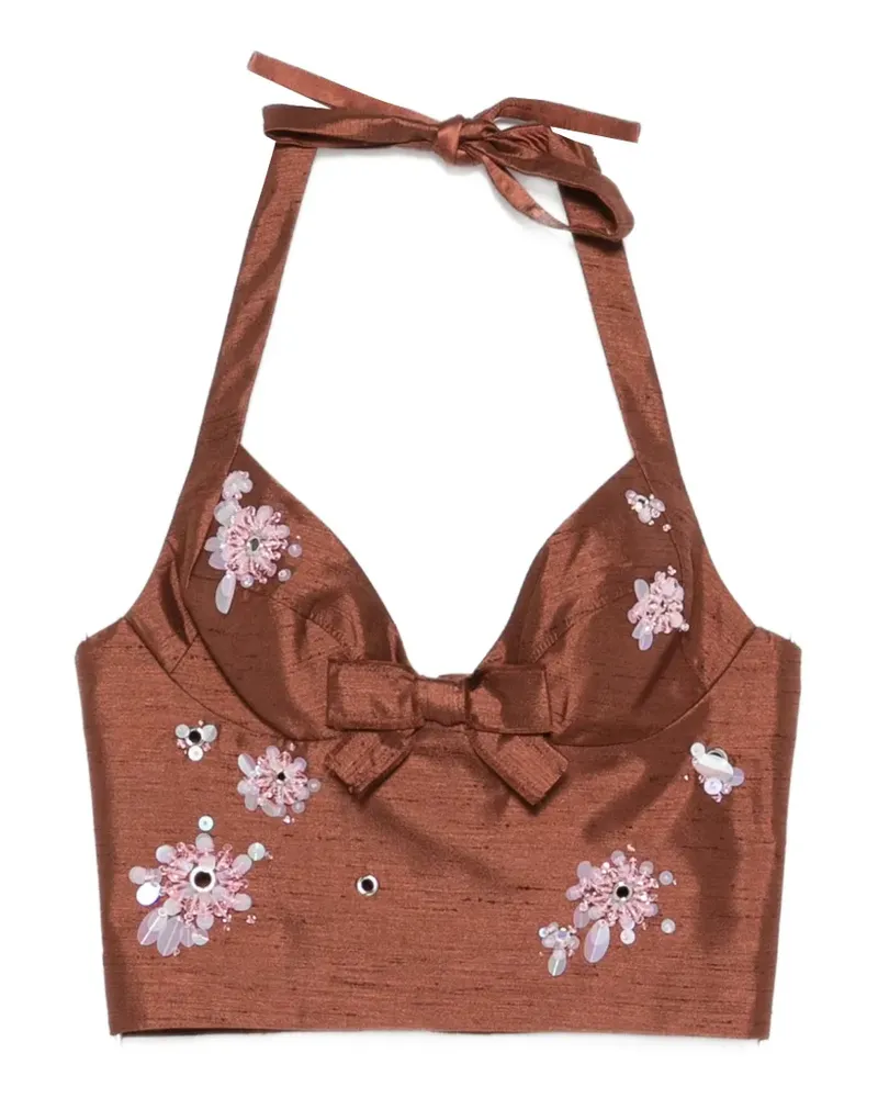 SHUSHU/TONG bead-embellished bow-detail top - Braun Braun