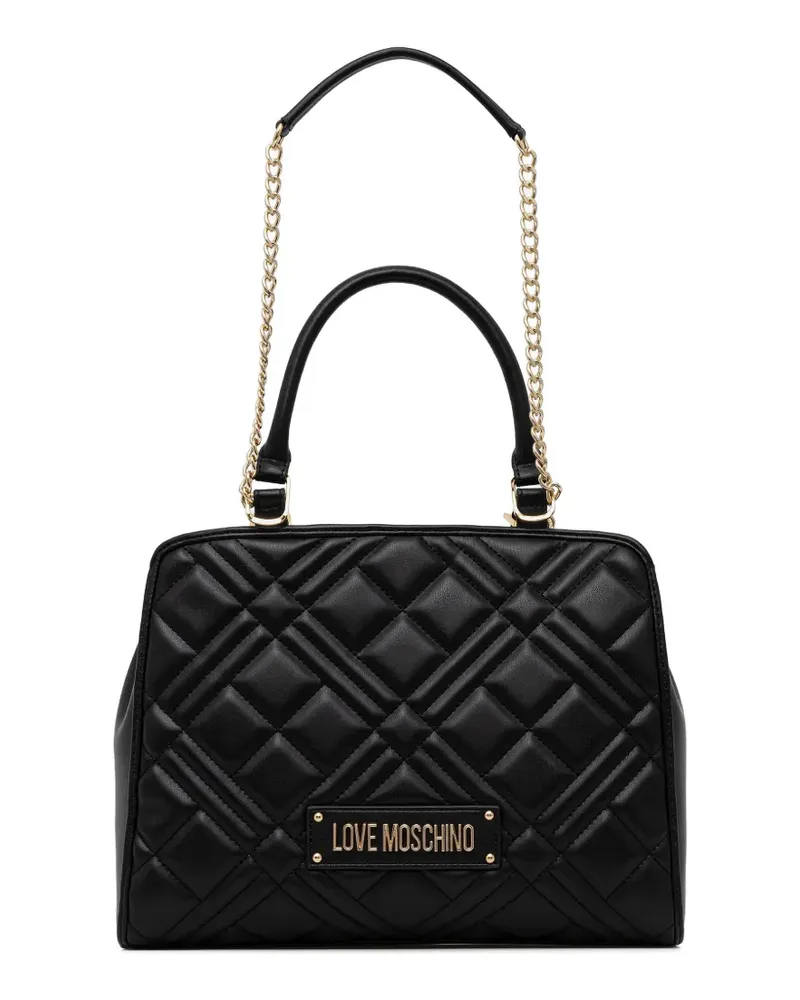 Moschino Logo-Tote Bag mit gestepptem Design - Schwarz Schwarz