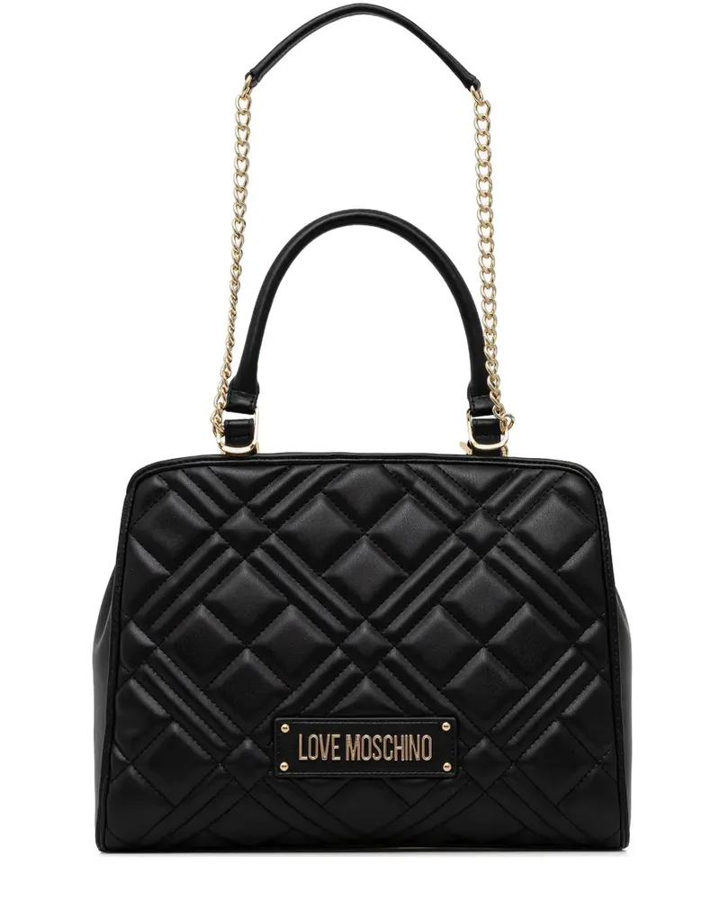 Moschino quilted-design logo-plaque tote bag - Schwarz Schwarz