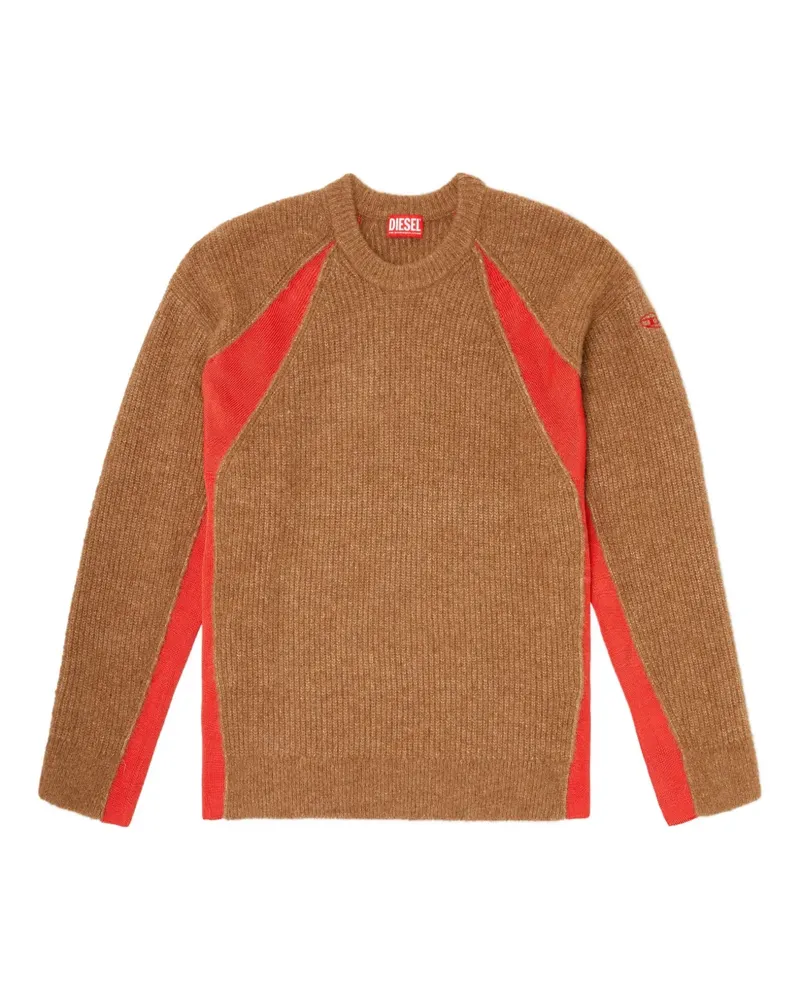 Diesel Pullover mit gerippten Einsätzen - Braun Braun