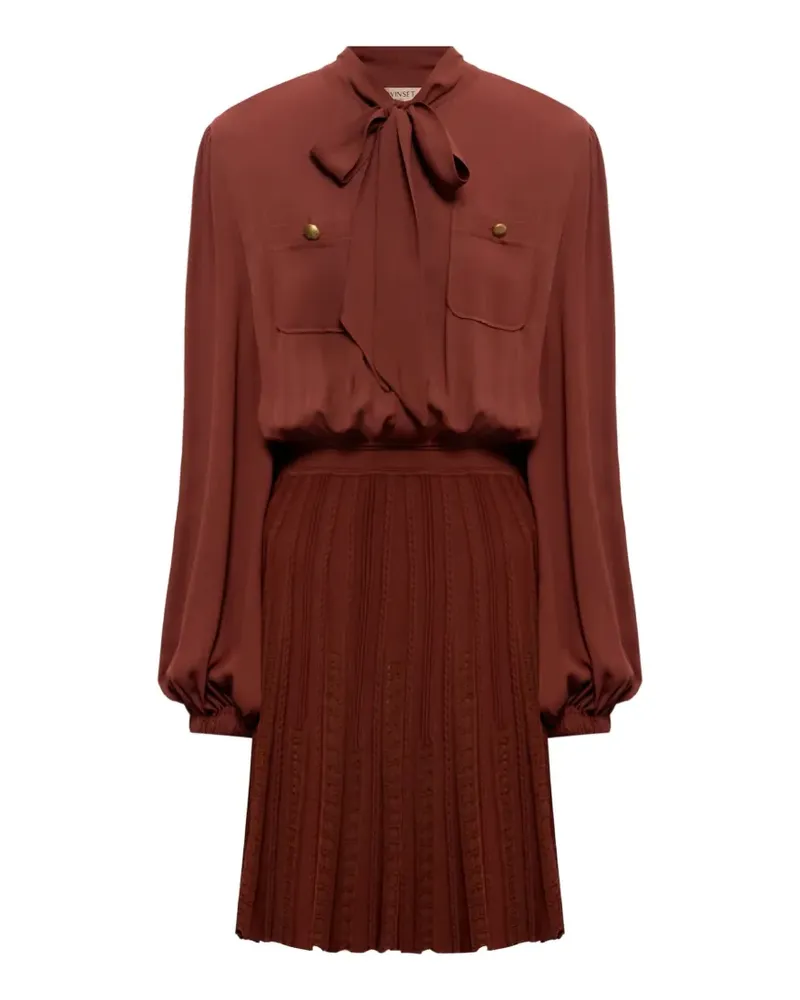 Twin-Set pussy-bow pleated mini dress - Braun Braun