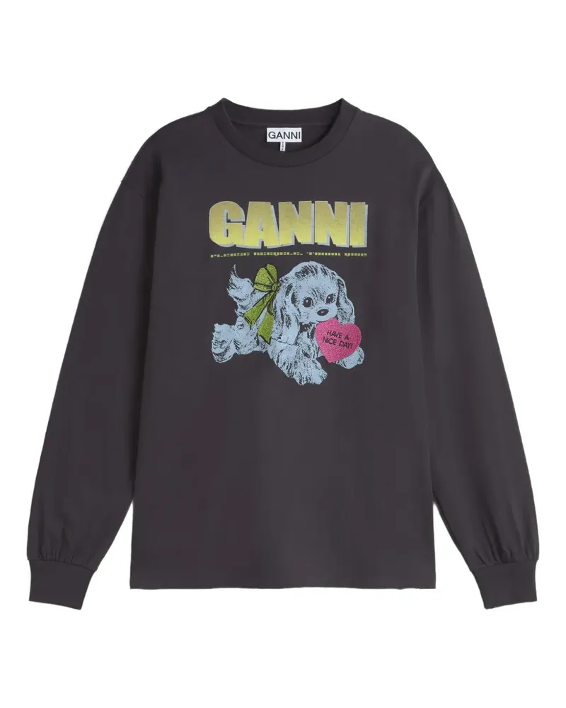 Ganni Sweatshirt mit grafischem Print - Grau Grau