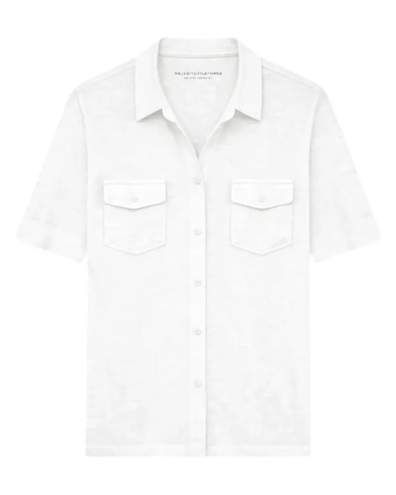 Majestic elbow-sleeve chest-pocket shirt - Weiß Weiß