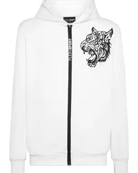 Philipp Plein Kapuzenjacke mit Logo-Print Weiß