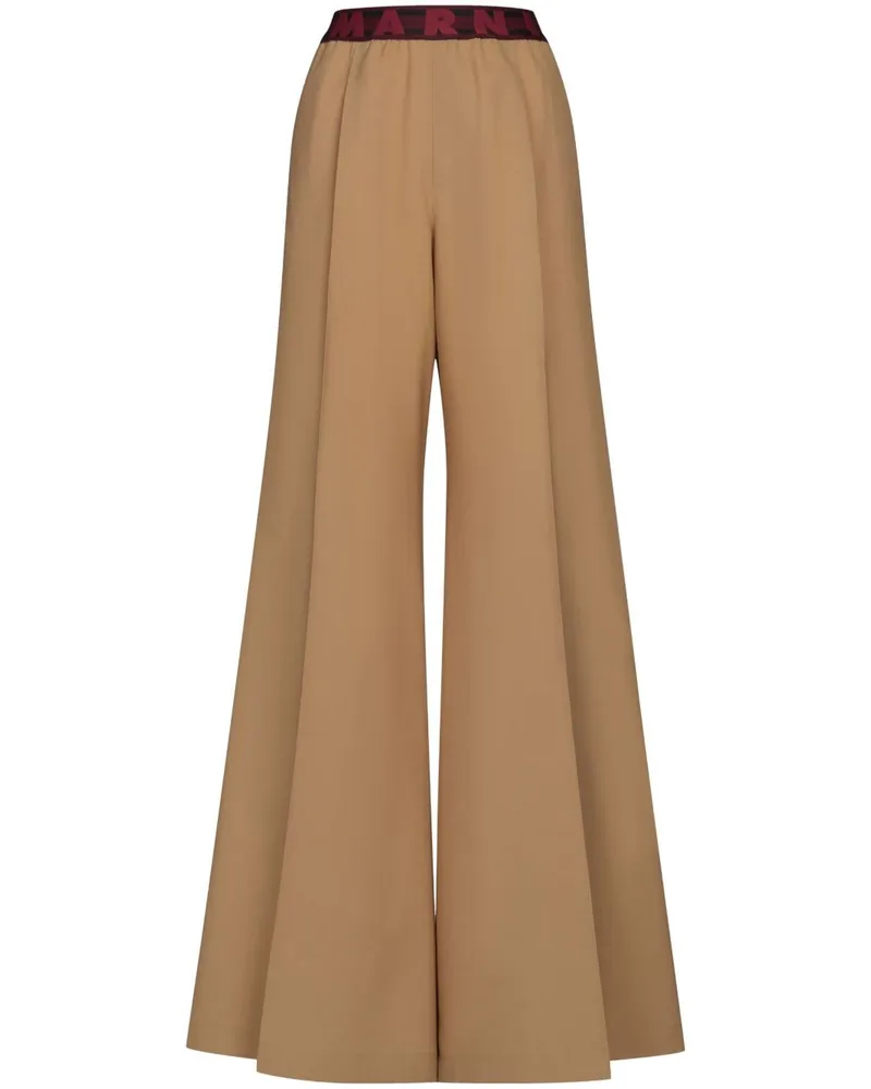 Marni Ausgestellte Hose mit Logo-Bund - Braun Braun