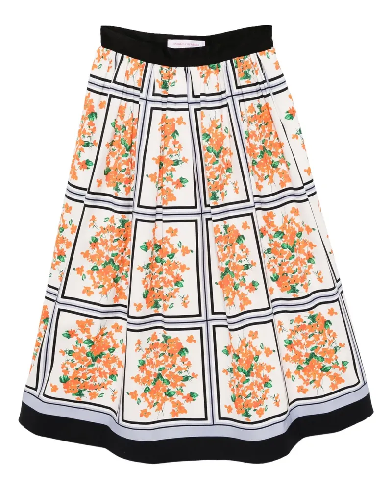 Carolina Herrera New York Midirock mit Blumen-Print - Weiß Weiß