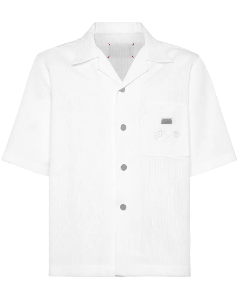 Philipp Plein Geripptes Bowlinghemd - Weiß Weiß