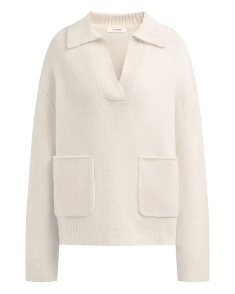 12 STOREEZ Pullover mit V-Ausschnitt - Nude Nude