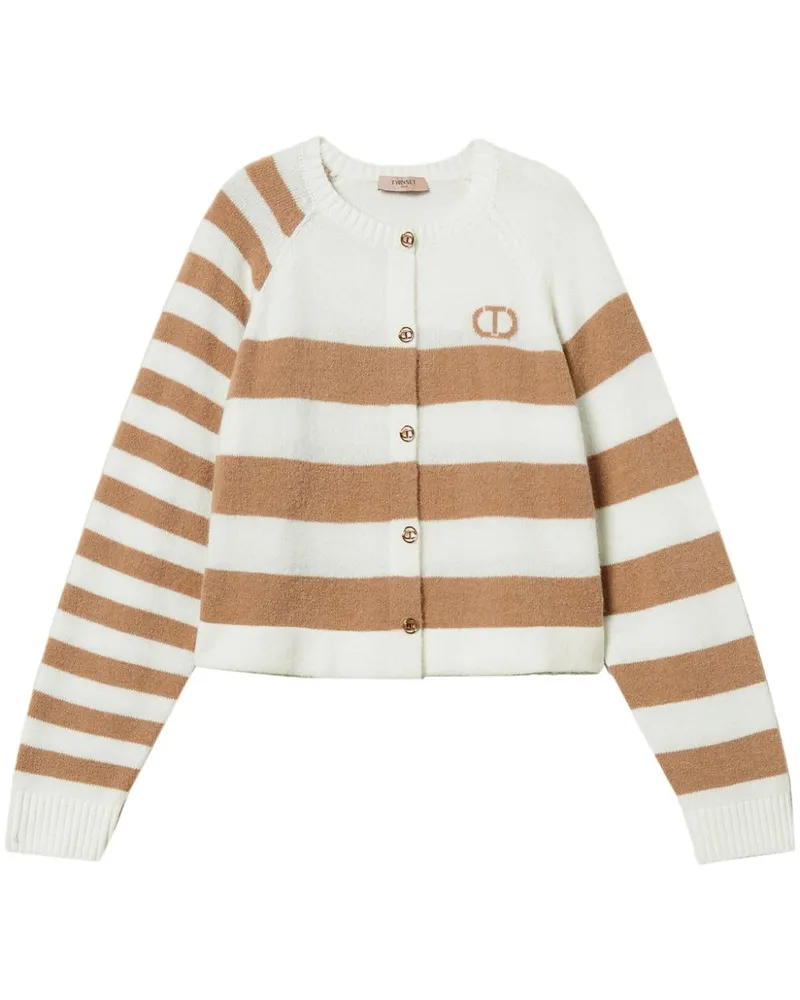 Twin-Set Gestreifter Cardigan - Nude Nude