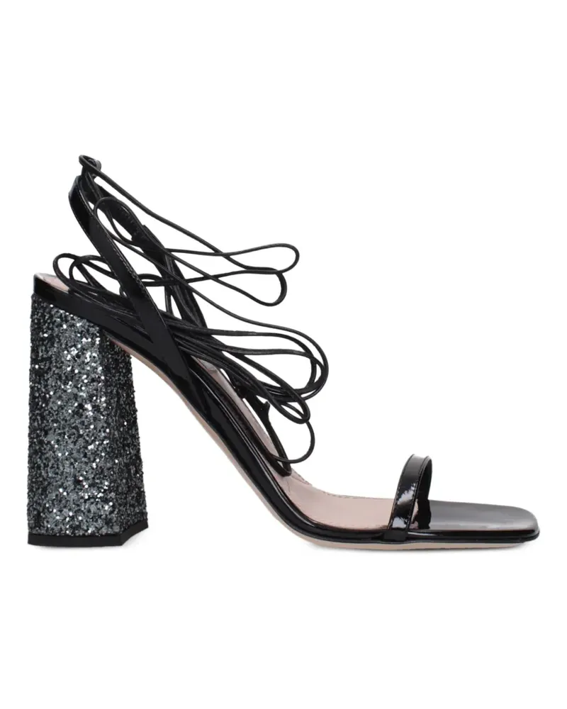 Miu Miu glitter-heel lace-up sandals - Schwarz Schwarz
