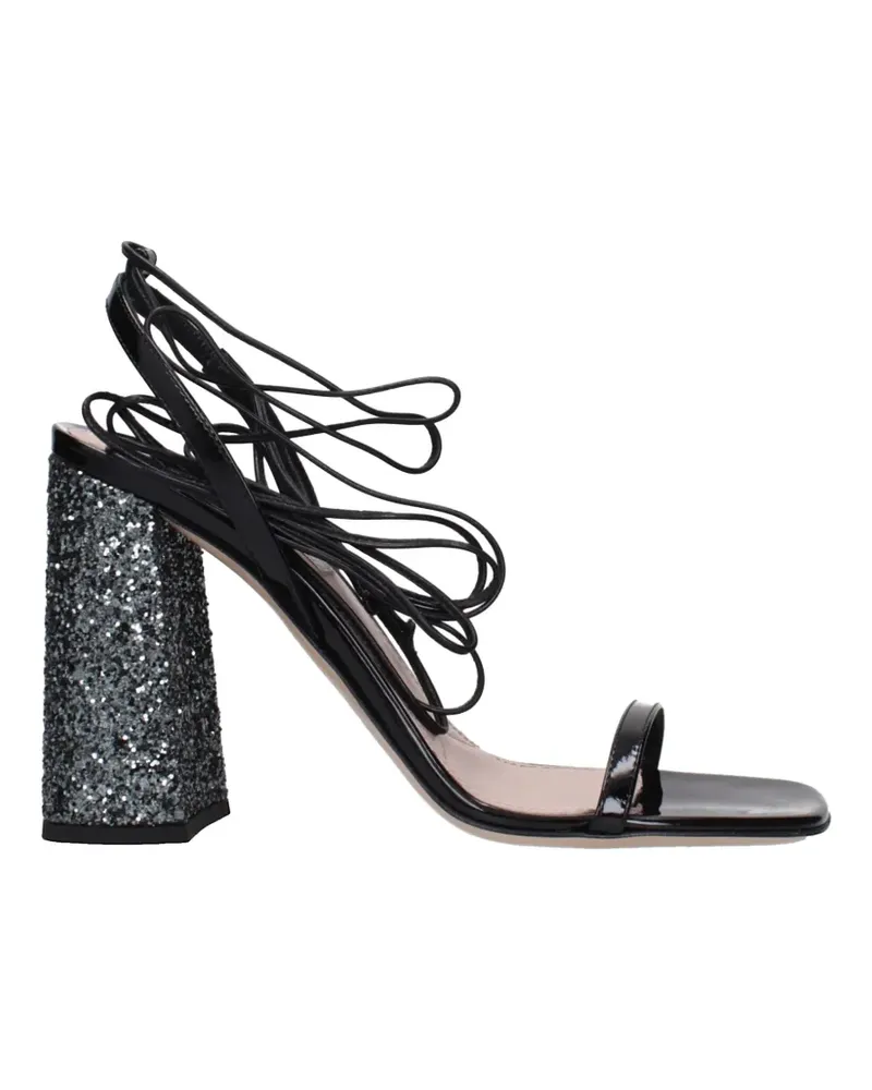 Miu Miu glitter-heel lace-up sandals - Schwarz Schwarz