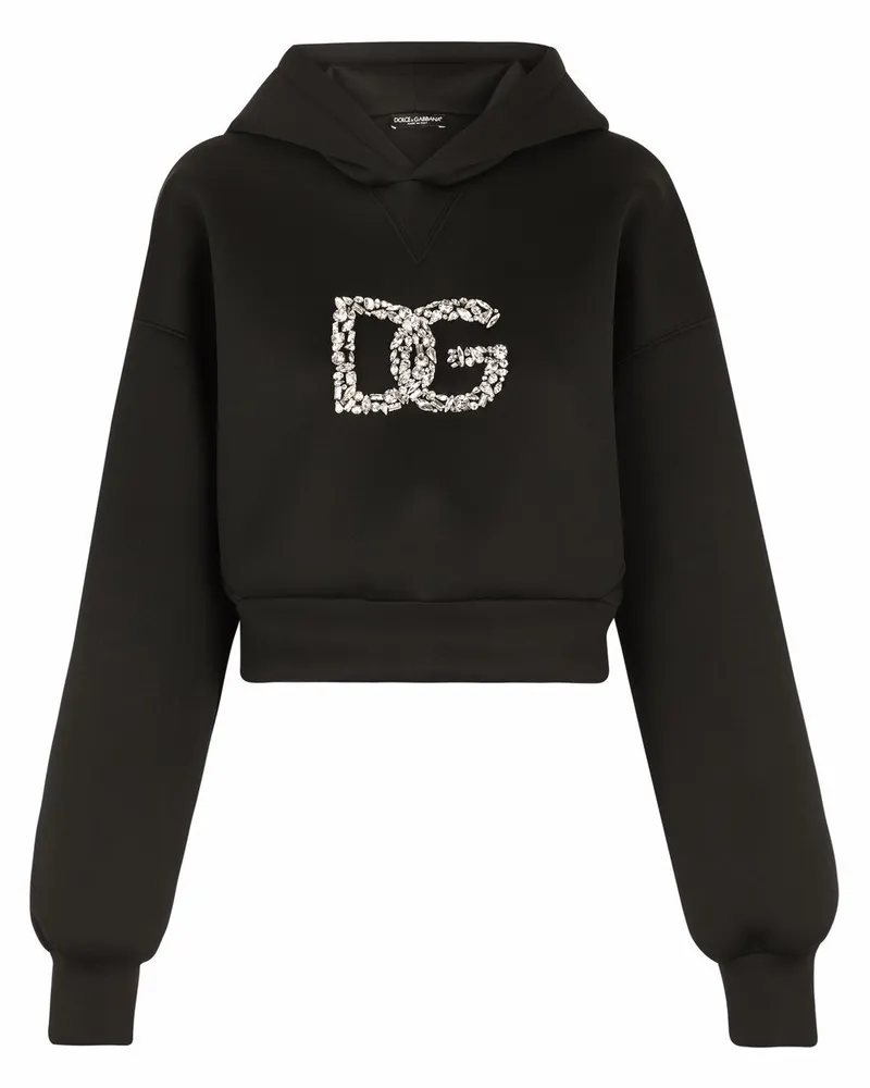 Dolce & Gabbana Cropped-Hoodie mit DG-Logo - Schwarz Schwarz