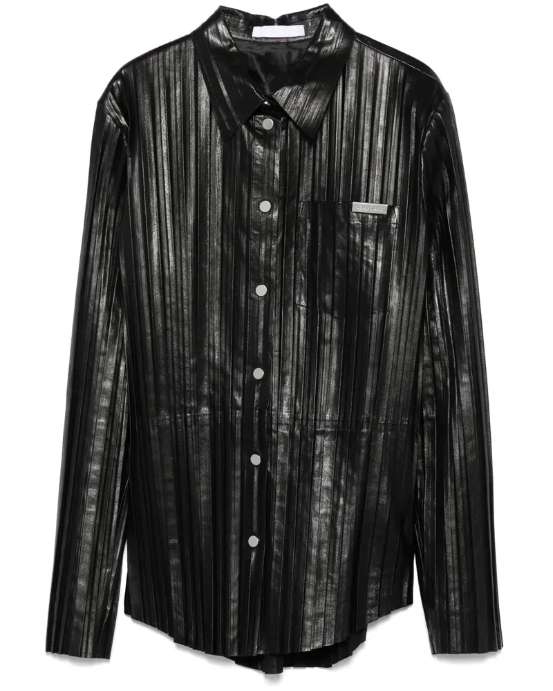 Helmut Lang Lederhemd mit Falten - Schwarz Schwarz