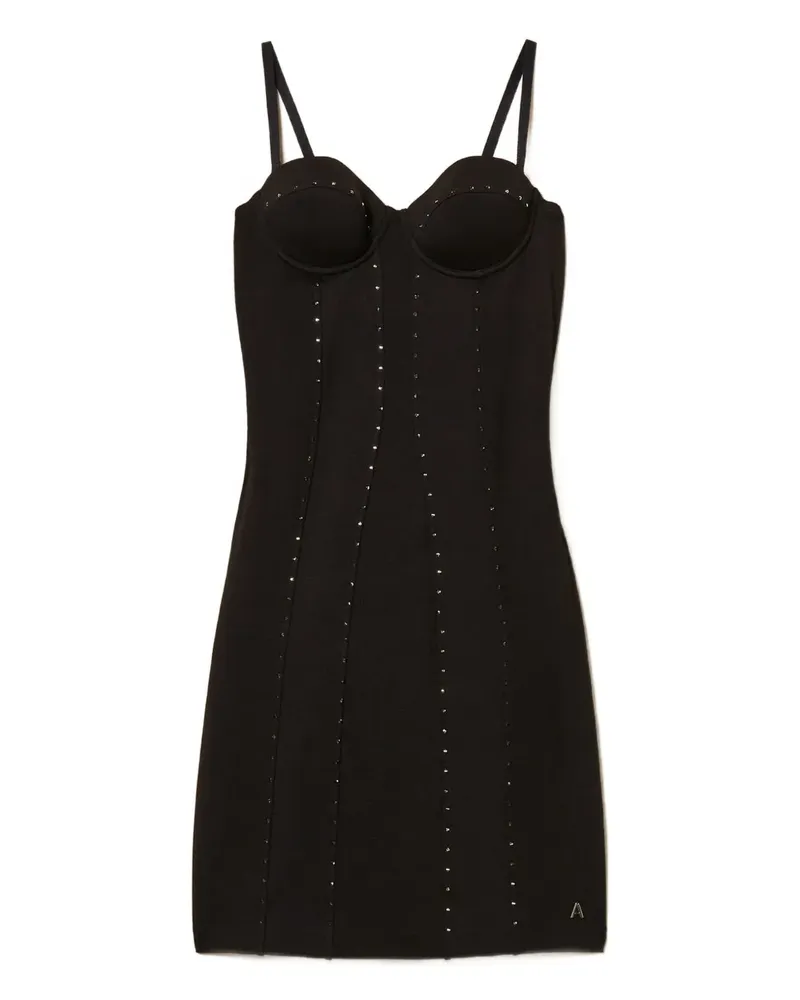 Twin-Set rhinestones-embellishment mini dress - Schwarz Schwarz