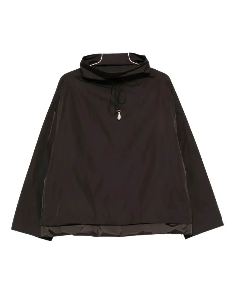 Carven pearl-pendant funnel-neck raincoat - Braun Braun