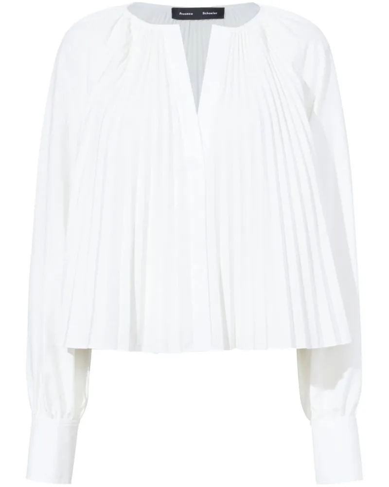 Proenza Schouler Monica Bluse mit Faltendetail - Weiß Weiß