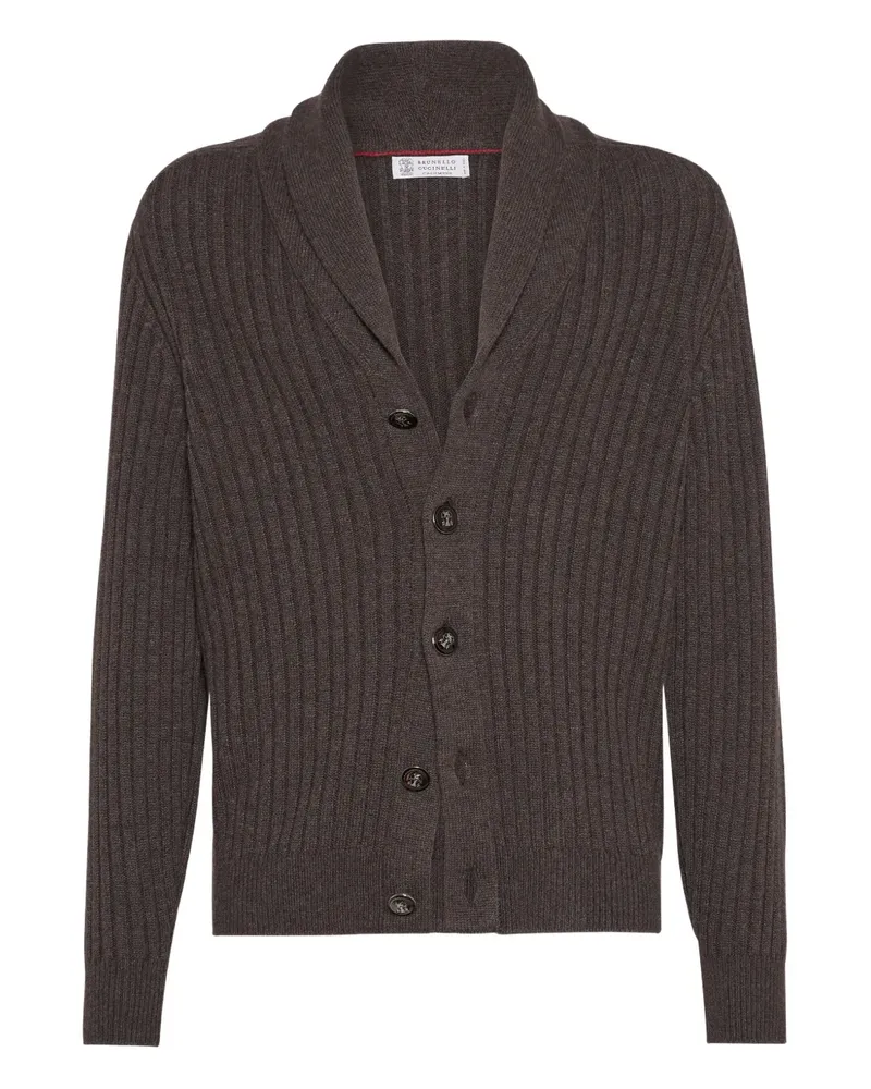 Brunello Cucinelli Gerippter Cardigan mit Knöpfen - Braun Braun